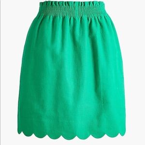 J.Crew Factory Green Linen Skirt with Scalloped Hem- 3x